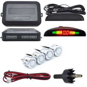 Sensor Estacionamento de Ré com 4 Pontos de 18MM Universal Para Carro - PRATA