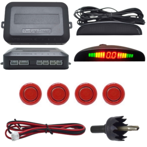 Sensor Estacionamento de Ré com 4 Pontos de 18MM Universal Para Carro - VERMELHO